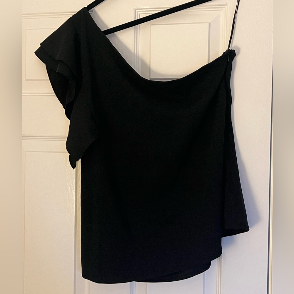 Banana Republic Black One-Shoulder Ruffle Top sz XL